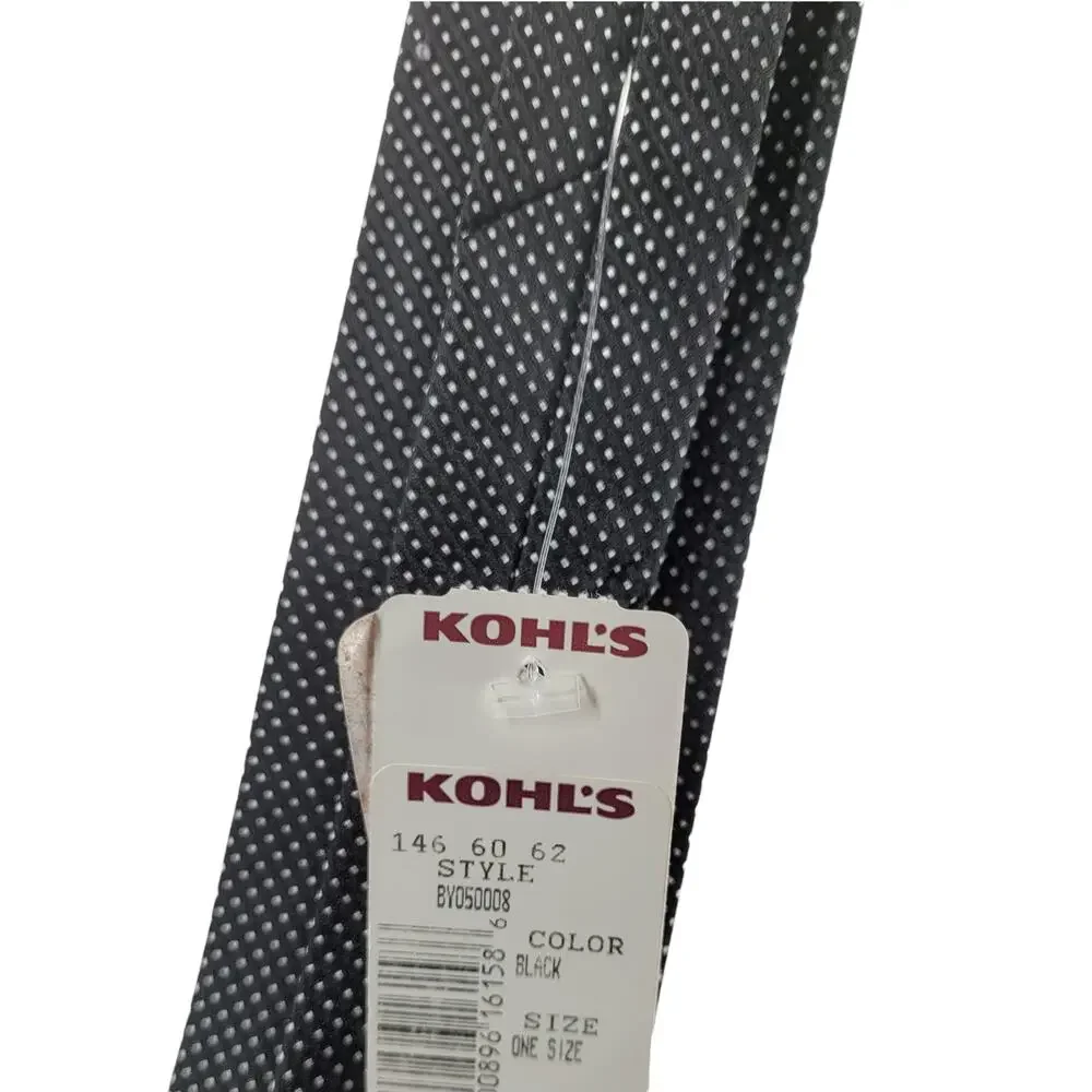 NWT Kohls Boys' Black & White Polka Dot Clip-On Tie Youth One Size